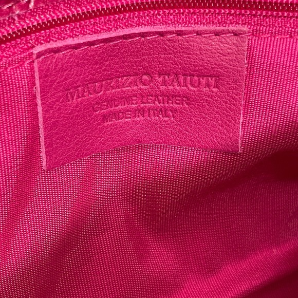 Italian Leather Floral Clutch Dark Pink‎ Evening Bag - Picture 15 of 16